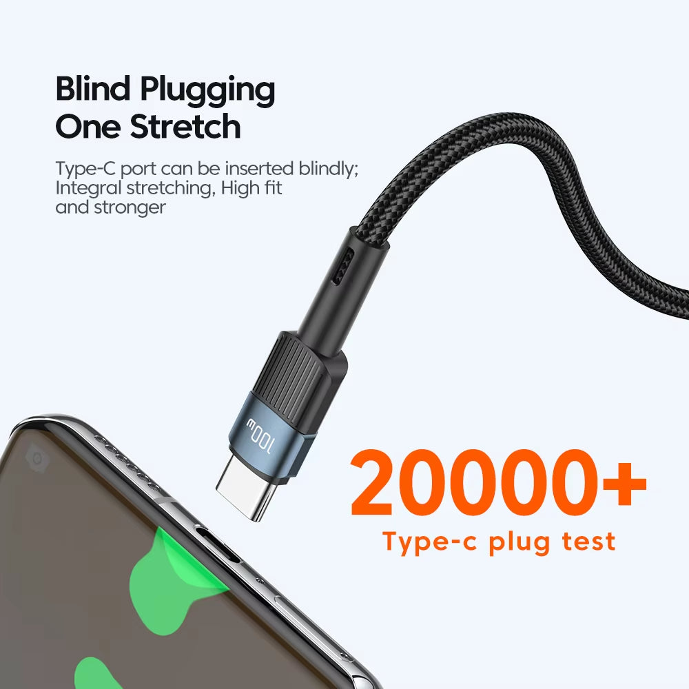 100W USB Type C to USB C Cable USB-C PD Fast Charging Charger Wire Cord for Macbook Samsung Xiaomi Type-C USBC Cable 3M