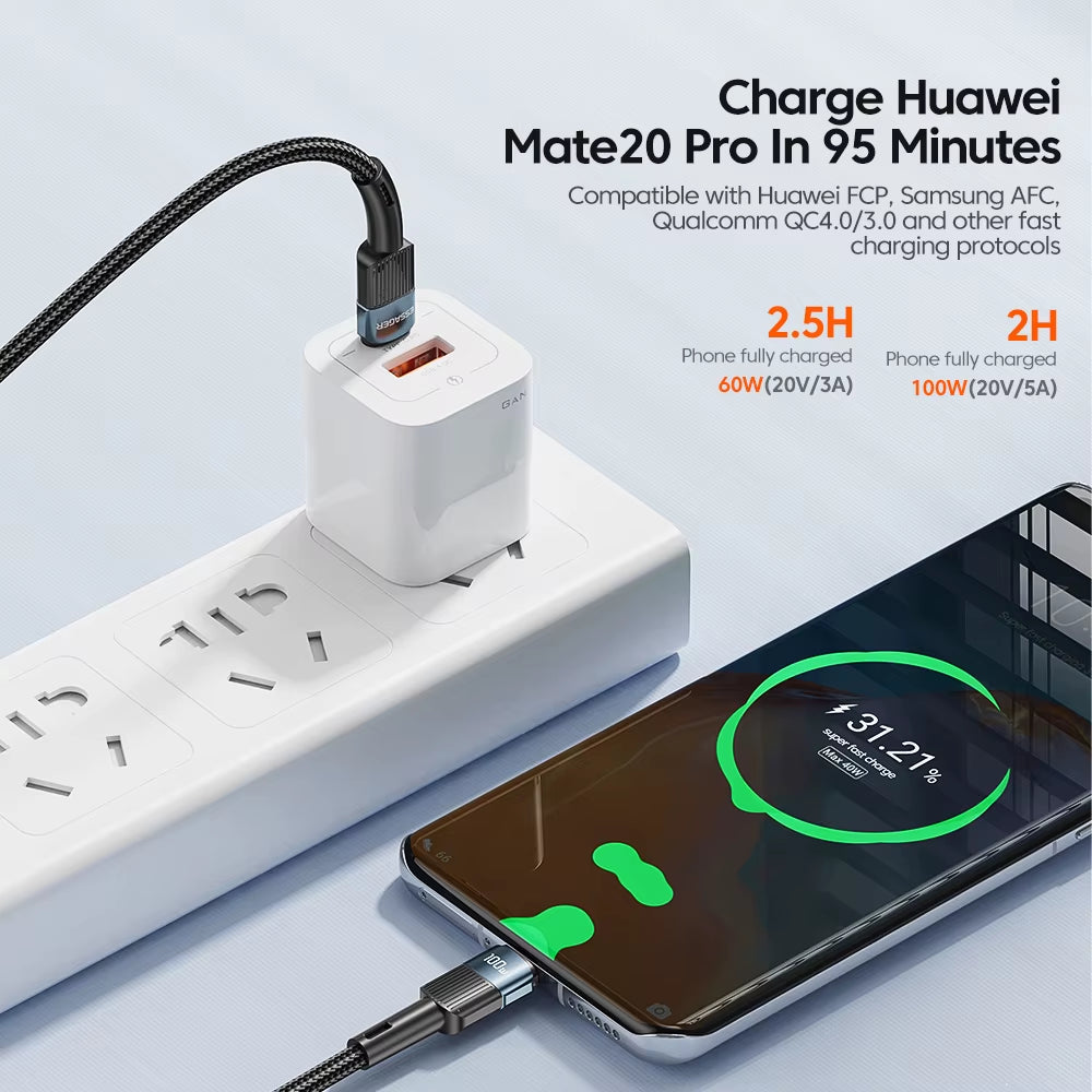 100W USB Type C to USB C Cable USB-C PD Fast Charging Charger Wire Cord for Macbook Samsung Xiaomi Type-C USBC Cable 3M